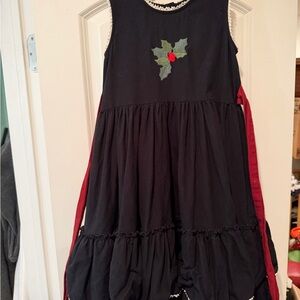 Mustard Pie Elegant Black Dress with Cream Trim